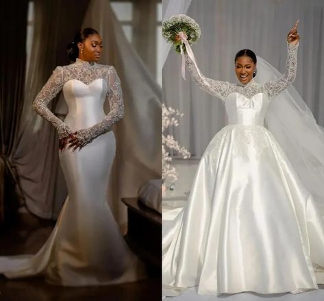 Modern African Mermaid Wedding Dresses with Detachable Train Puffy Skirt High Neck Royal Bridal Gowns Vestido De Novia - AliExpress 320 Wedding Gowns Mermaid Lace, Ruffle Bridal Gown, African Mermaid, Detachable Train Wedding Dress, Engagement Events, Puffy Skirt, Detachable Train, Long Sleeve Wedding Dress Lace, Mermaid Wedding Dresses