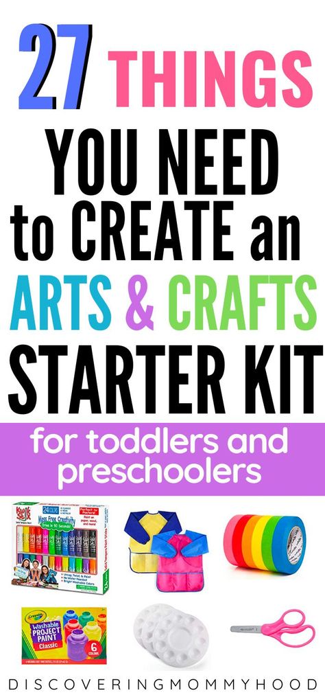 27 arts and crafts supplies you need to create a basic arts and crafts starter kit for toddlers and preschoolers at home. These are essentials for a variety of activities for preschoolers at home. #artsandcraftssupplies #preschoolart #toddleractivities Toddler Art Supplies, Preschool Supplies, Toddler Daycare, Art Supplies List, Alphabet Writing Practice, Kids Craft Supplies, Toddler Arts And Crafts, Preschool Arts And Crafts, Kids Art Supplies