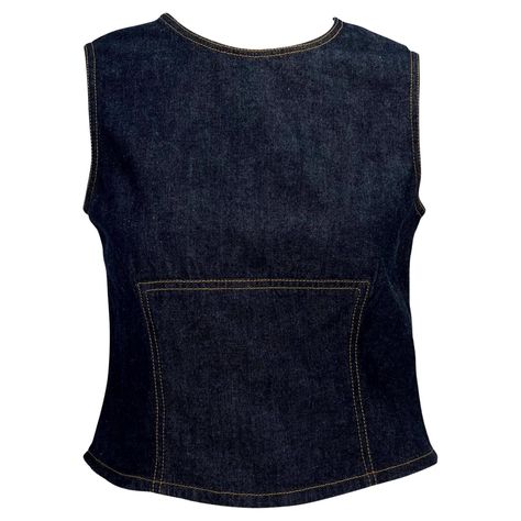 Tom Ford For Gucci Blouse / Top - / 2000 Gucci Tom Ford Denim Sleeveless Tank Y2K Gucci Blouse, Denim Shorts Outfit Summer, 1990 Style, Tom Ford For Gucci, Denim Shorts Outfit, Gucci Top, Summer Shorts Outfits, Mario Testino, Fancy Tops