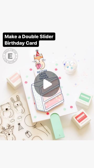 Pull Birthday Cards, Slider Birthday Cards, Double Slider Card, Slider Cards, Cake Day, Cute Birthday Cards, Party Animals, Birthday Cards Diy, Card Making Inspiration