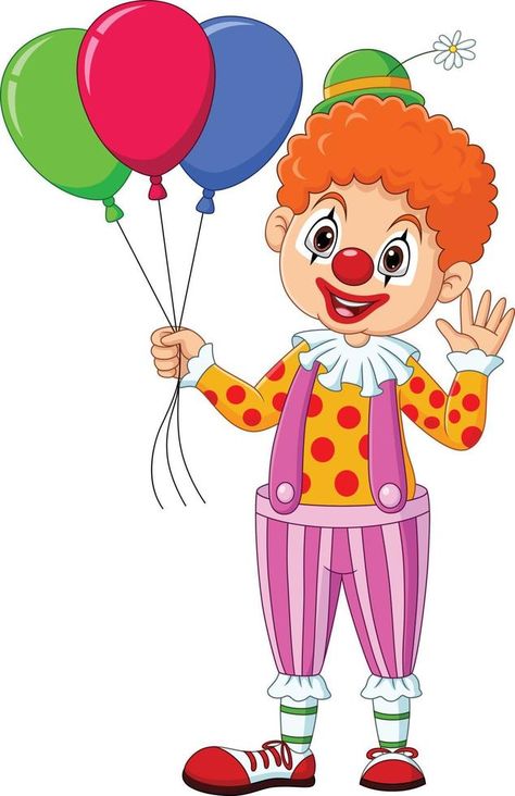 payaso feliz de dibujos animados con globos de colores Clown Holding Balloons Drawing, Circus Background, Happy Clown, Colorful Balloons, Send In The Clowns, The Cartoon, Colourful Balloons, Cartoon Design, Office Design