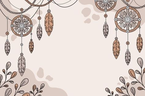 Dreamcatcher Background, Boho Background, Boho Elements, Stickers Vintage, Boho Birthday, Boho Patterns, Vector Hand, Cellphone Wallpaper, Scrapbook Inspiration