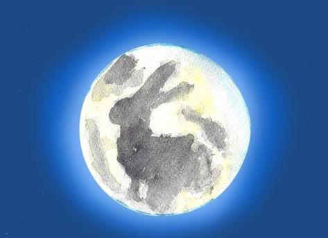 Bunny Moon Art, Moon Bunny Art, Rabbit Moon Art, Moon Rabbit Aesthetic, Bunny On The Moon, Bunny On The Moon Tattoo, Bunny Moon Tattoo, Moon Bunny Tattoo, Moon Rabbit Tattoo