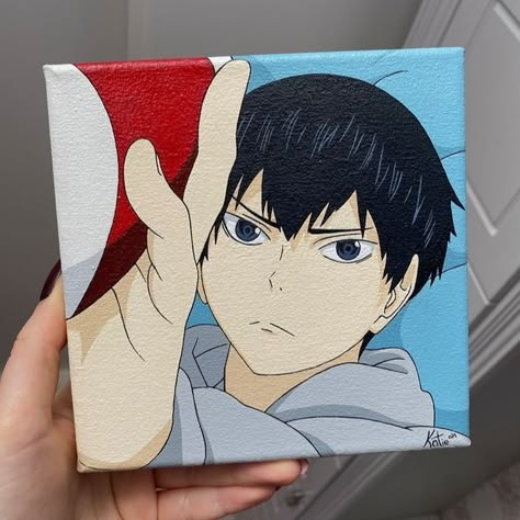 Kageyama Tobio from Haikyuu Anime Canvas Painting, Acrylic Decoration, Black Paper Drawing, Anime Haikyuu, Canvas Drawing, Haikyuu Kageyama, Cute Canvas Paintings, Anime Canvas Art, Oil Pastel Drawings