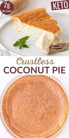 Crustless Coconut Pie, Low Carb Dairy Free, Coconut Custard Pie, Postre Keto, Coconut Pie, Coconut Custard, Dessert Aux Fruits, Keto Cake, Low Carb Sweets