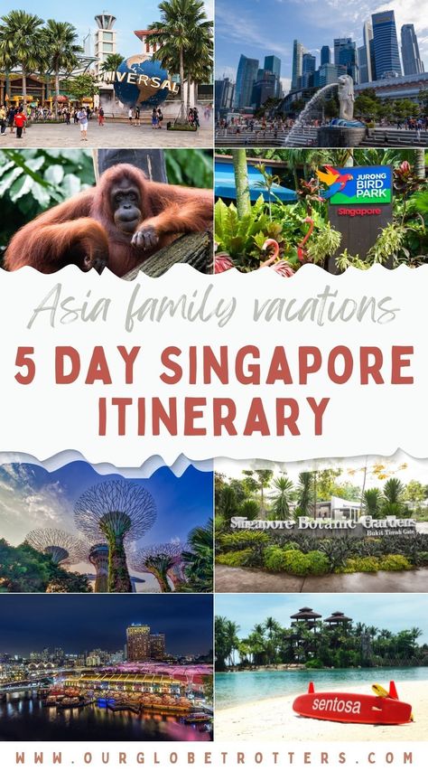 Explore the best of the Little Red Dot over 5 days - the perfect length of time to take a family vacation in Singapore, the small but incredible city nation in Southeast Asia | Family friendly things to do in Singapore | Best of Singapore with kids | 5 day Singapore Itinerary #singapore | Our Globetrotters Family Travel Blog Singapore Itinerary 5 Days, Singapore Holiday, Vacation Itinerary Template, Singapore With Kids, Holiday In Singapore, Best Family Vacation Destinations, Singapore Itinerary, Things To Do In Singapore, Singapore Tour