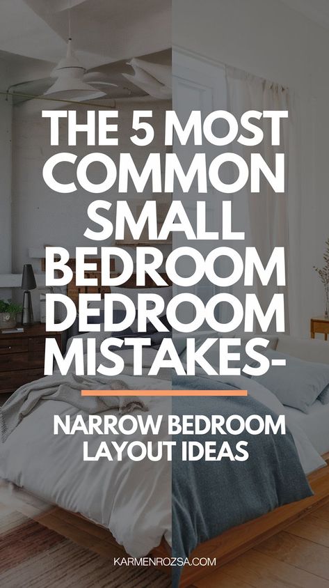 Avoid the five most frequent design errors in small and narrow bedrooms. This guide offers clever layout ideas and solutions to make the most of your limited space while keeping your room stylish and clutter-free. Narrow Bedroom Ideas Layout, Narrow Bedroom Layout, Narrow Bedrooms, Farmhouse Bedroom Aesthetic, Small Bedroom Layouts, Apartment Bedrooms, Narrow Bedroom, Small Bedroom Layout, Bedroom Layout