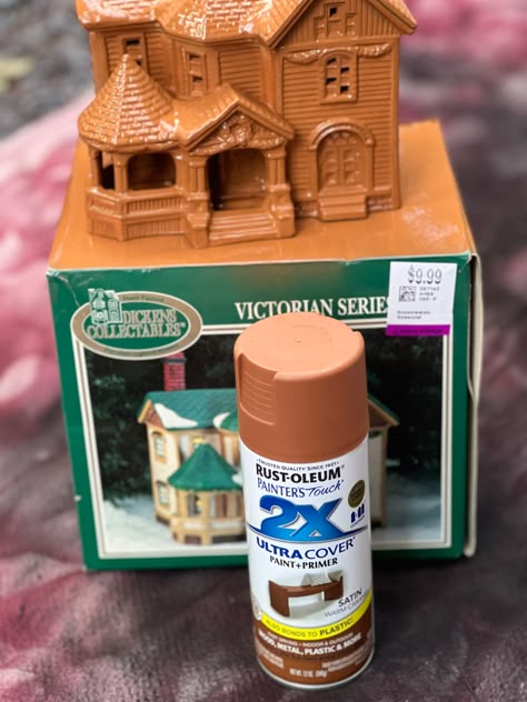 DIY gingerbread village - My Sweet Savannah Christmas Village Gingerbread House, Diy Gingerbread Dollhouse, Diy Gingerbread Village Ideas, Gingerbread Paint Color, Diy Painted Gingerbread House, Diy Gingerbread Crafts, Dollhouse Gingerbread House Diy, Gingerbread Village Display Ideas, Painting Gingerbread Houses