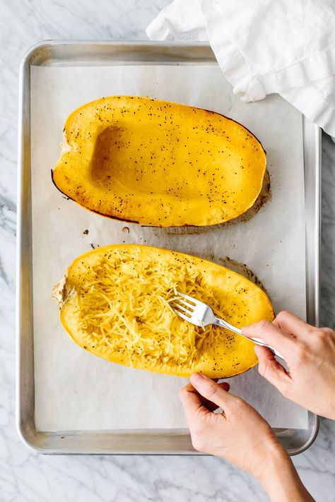 How to Cook Spaghetti Squash (Easily) | Downshiftology Spaghetti Squash Seeds, Downshiftology Recipes, Cook Spaghetti Squash, Cooking Spaghetti Squash, Seed Garden, Lemon Garlic Pasta, Spaghetti Squash Casserole, Daily Dozen, Acorn Squash Recipes