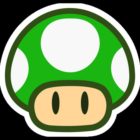 Super Mario 1-Up Mushroom Sticker. Green mushroom giving the player one extra life. Catch it! 1up Mushroom, Super Mario Characters, Arcade Art, Super Mario Bros Birthday Party, Green Mushroom, Super Mario Games, Sticker Tattoo, Super Mario Birthday Party, Mario Birthday Party