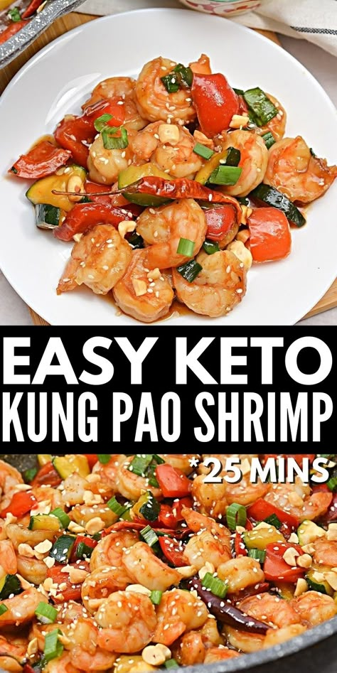 Keto Kung Pao Shrimp #ketokungpaoshrimp #kungpaoshrimp 100 Grams Of Protein, Healthy Takeout, Keto Chinese Food, Stylish Cravings, Kung Pao Shrimp, Low Carb Shrimp Recipes, Sweet And Spicy Shrimp, Keto Shrimp Recipes, Keto Shrimp