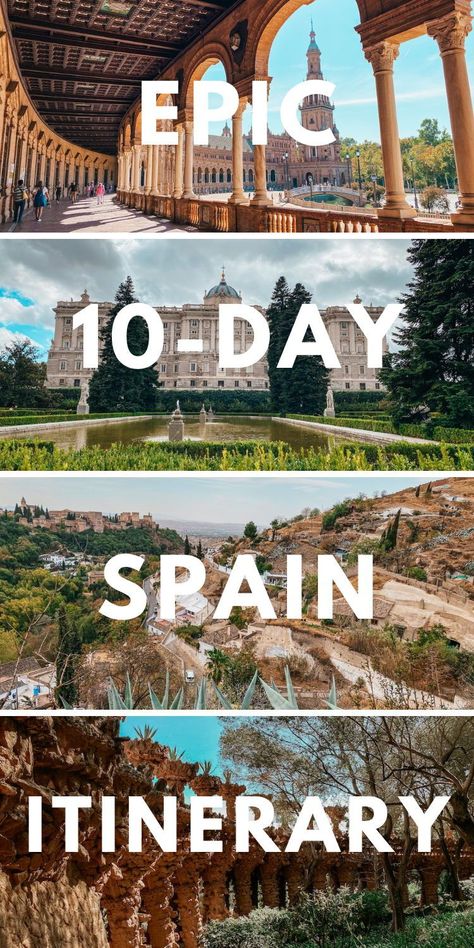 Are you ready to explore Spain but you're not sure where to start? Our comprehensive 10-day itinerary takes you through the must-see sights and local secrets. Experience the magic of Madrid, the beauty of Barcelona, and the charm of Granada. With tips on where to eat, stay, and play, this itinerary is your all-in-one solution for the ultimate Spanish journey. Get ready to fall in love with Spain, one day at a time. Portugal Itinerary 10 Days, 10 Day Itinerary, Portugal Itinerary, Day Trips From Lisbon, Beautiful Countries, Spain Itinerary, Alhambra Granada, Iberian Peninsula, South Of Spain