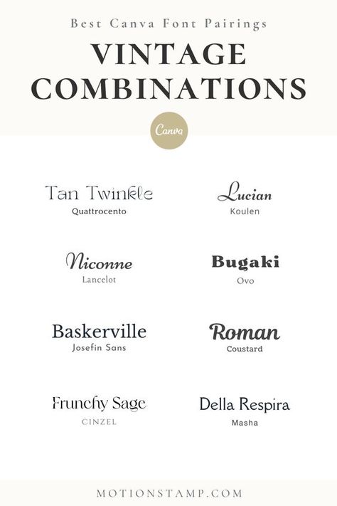 Stunning Vintage Canva Font Combinations Font fonts #font #fonts 4.113 Wedding Fonts Combinations, Canva Font Combinations, Font Canva Lettering, Canva Idea, Wedding Invitation Fonts, Canva Font, Font Pairings, Business Fonts, Canva Fonts