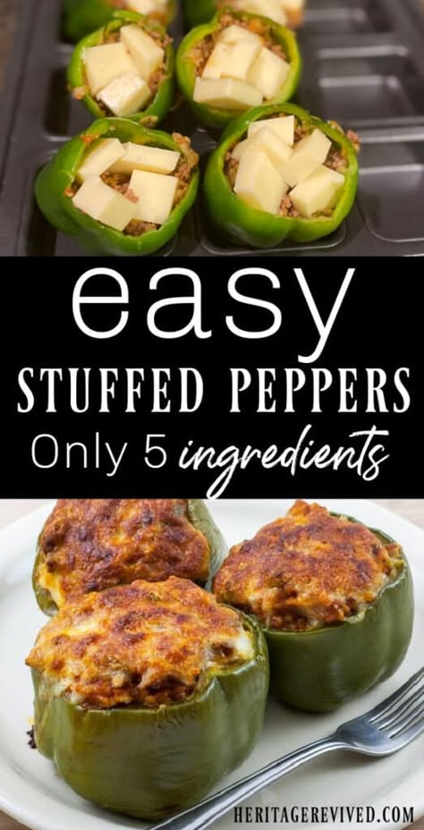 Stuffed Green Pepper Recipes, Quick Stuffed Bell Peppers, How Long To Cook Stuffed Peppers In Oven, Stuffed Bell Peppers For Two, Stuffed Peppers No Tomato, Stuff Peppers In The Oven, Stuffed Green Peppers With Ground Beef, Stuffed Green Peppers Recipes, Green Peppers Recipes