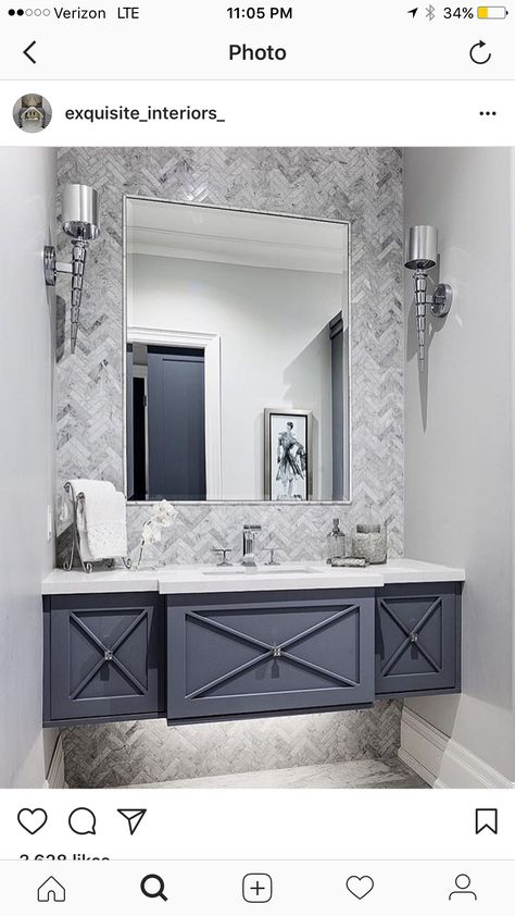 Small Guest Bathroom Ideas Half Baths, Small Guest Bathroom Ideas, Powder Room Vanity, Bathroom Layouts, Kabinet Dapur, Bad Inspiration, Powder Room Design, Guest Bathrooms, Trendy Bathroom