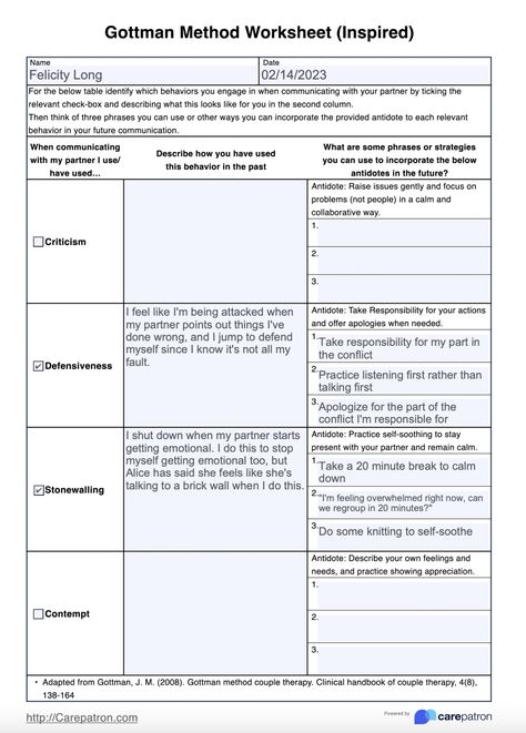 Gottman Method Worksheet & Example | Free PDF Download Free Marriage Counseling Worksheets, Gottman Love Maps, Couple Counseling Worksheets Therapy, John Gottman Worksheets, Love Maps Gottman, Marriage Help Worksheets, Gottman Method Worksheets, Gottman Worksheets Free Printable, Gottman Theory