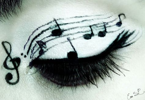 Music Funky Makeup, Eye Makeup Ideas, Swag Makeup, Unique Makeup, Dope Makeup, Creative Eye Makeup, Creative Eye, Eye Makeup Art, Musical Notes