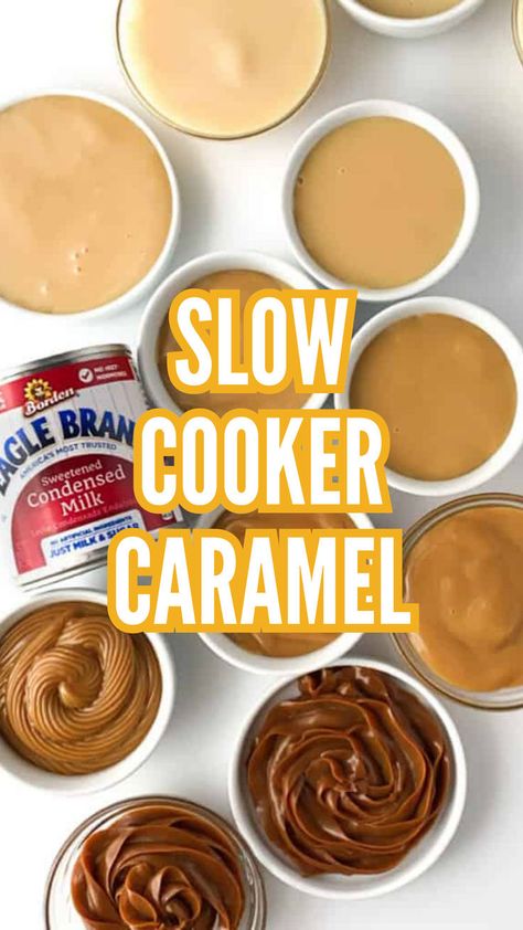 Did you know you can make dulce de leche in the slow cooker? This slow cooker dulce de leche recipe (aka crockpot caramel) is SO easy and makes a delicious spreadable caramel sauce that you can use as a caramel filling for cake, dulce de leche cookie filling or easy dulce de leche dip. This blog posts offers multiple cook times for this slow cooker caramel depending on how what you want to use it for! Easy Crockpot Caramel, Caramel Sauce In Crockpot, Homemade Caramel Sauce Crockpot, Homemade Caramel Sauce Condensed Milk, Caramel Sauce Recipe With Condensed Milk, Caramel In A Crockpot, Condensed Milk Caramel Stove Top, Evaporated Milk Caramel, Caramel Filling For Cake