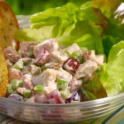 "Waldorf" Salad-on-a-Stick by Dana White Recipe | Hidden Valley® Salad Pecans, Honey Dijon Chicken, Chicken Salad With Grapes, Dijon Chicken, Big Birds, Grape Recipes, Pecan Salad, Creative Cooking, Meals Recipes