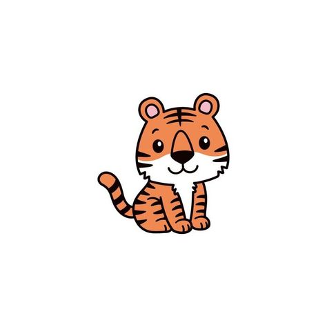 Easy Tiger Painting, Tiger Cartoon Drawing, Tiger Drawing, Cartoon Tiger, Tiger Painting, Cute Tiger, Easy Tiger, Ornament Ideas, Cartoon Drawings