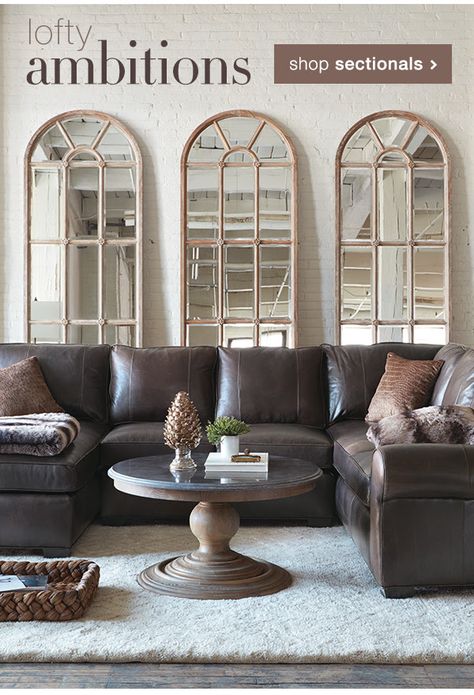 Loft Ambitions: Shop Sectionals Windowpane Mirror, Design Creative Ideas, Mirror Decor Living Room, Interior Design Dining, Classical Interior, Arhaus Furniture, Interior Design Dining Room, Mirror Design, Living Room Mirrors