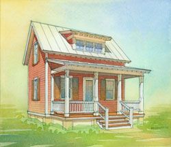 This company sells plans for tiny cottages, all under 1000 square feet. Love the concept! Katrina Cottage, Infill House, Historic Neighborhood, Cottage Floor Plan, Cottage Floor Plans, Cottage Style House Plans, A Small House, Cottage Exterior, Tiny Cottage