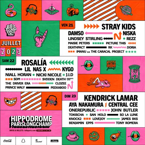 Lollapalooza Graphic Design, Concert Lineup Poster, Festival Lineup Poster, Lollapalooza Poster, Lineup Graphic, Lineup Poster, Festival Lineup, Lollapalooza Paris, John Butler