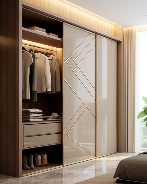 Lacquered Glass Wardrobe, Sliding Wardrobe Designs, Wardrobe Laminate, Bedroom Interior Design Modern, Sliding Door Wardrobe Designs, Wall Wardrobe Design, Wall Wardrobe, Wardrobe Design Modern, Almirah Designs