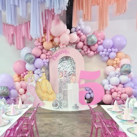 Oliana Turns 5! Cakes @annakyracakes Balloons & Backdrop @partysplendour Cut Outs @lettersbyloulou Kids Tables & Chairs @tinytotseventhire Venue @partysplendourstudio Balloons Backdrop, Kids Tables, Disney Princess Birthday, Balloon Backdrop, Kids Table And Chairs, Party Venues, Kid Table, Cake Table, Princess Birthday