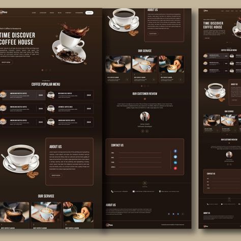 Cafe store for coffee landing page design PSD Template Cafe Website Design Layout, Coffee Landing Page, Cafe Website Design, Website Layout Template, Coffee Shop Website, Coffee Site, Cafe Website, Bakery Website, Mobile Website Design