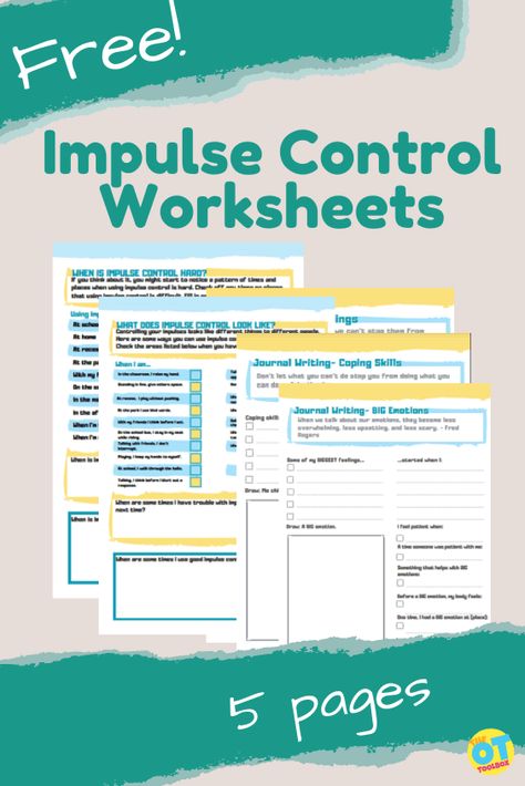 This past week, I’ve shared a few impulse control resources and these impulse control resources are just one more tool to add to the toolbox! I wanted to pull out a few of the helpful controlling impulsive behavior worksheets from The Impulse Control Journal to share with you. Use these in isolation, or grab the ... Read more Impulsive Behaviors Worksheet, Impulse Control Activities For Kids, Teach Impulse Control, Impulse Control Coping Skills, Play Therapy Impulse Control, Control Journal, Self Regulation Strategies, Counselling Tools, Group Therapy Activities