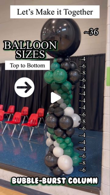 4,638 likes, 168 comments - starstuddedproductions on May 23, 2023: "Tired of the standard balloon column? 🥱Let’s make a 𝓑𝓾𝓫𝓫𝓵𝓮-𝓑𝓾𝓻𝓼𝓽 balloon column together!🎈

Supplies Needed:
✅Balloon Pump 
✅Balloon Sizer
✅11/12” Balloons
✅5” Balloons
✅36” Balloon (Topper)
✅ Variety in 3 Colors

This technique requires the use of 2 dominant balloon colors and one non-dominant color. You will inflate to 3 different sizes 4”, 6”, and 8”. Normal columns require quad creations. However, the ... Organic Column Balloon, Balloon Igloo Diy, Balloon Christmas Tree Tutorial, Column Balloons Ideas, Balloon Column Patterns, Balloon Tower Ideas, Number Balloon Columns, Green And Black Balloons, Balloon Column Diy