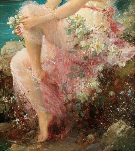 Hans Zatzka, Aphrodite Aesthetic, Bel Art, Flowers In Her Hair, Rennaissance Art, Arte Inspo, Aesthetic Painting, Romantic Art, Ethereal Art