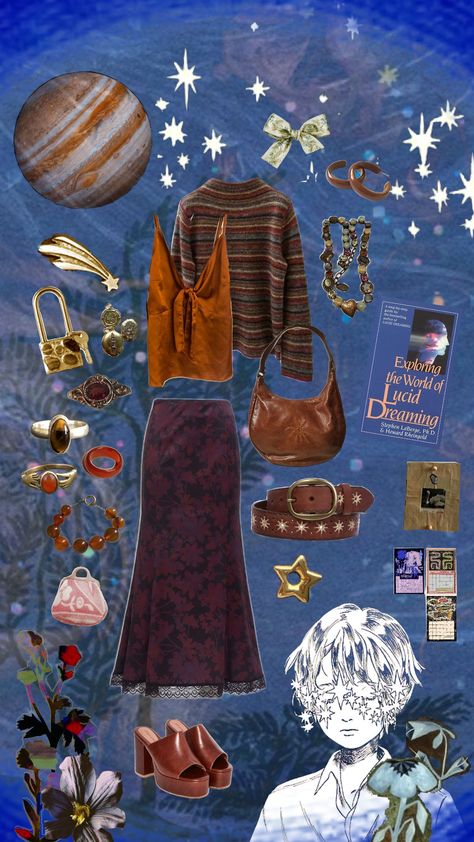 Outfit inspired by Jupiter✨ @buginthecorner0 #competition #jupiter #planet #outfitaesthetic Jupiter Planet, Planet Fashion, Estilo Hippy, Outfit Inspired, Hippie Life, Witch Aesthetic, Current Styles, Christmas Mood, Cold Season