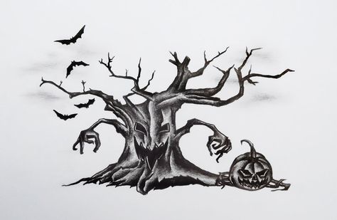 Halloween Tree Tattoo Spooky Tree Tattoo Designs, Halloween Tree Tattoo, Spooky Tree Tattoo, Pumpkin Tattoo Designs, Zen Ideas, True Love Tattoo, Pumpkin Tattoo, Spooky Tree, Spooky Trees