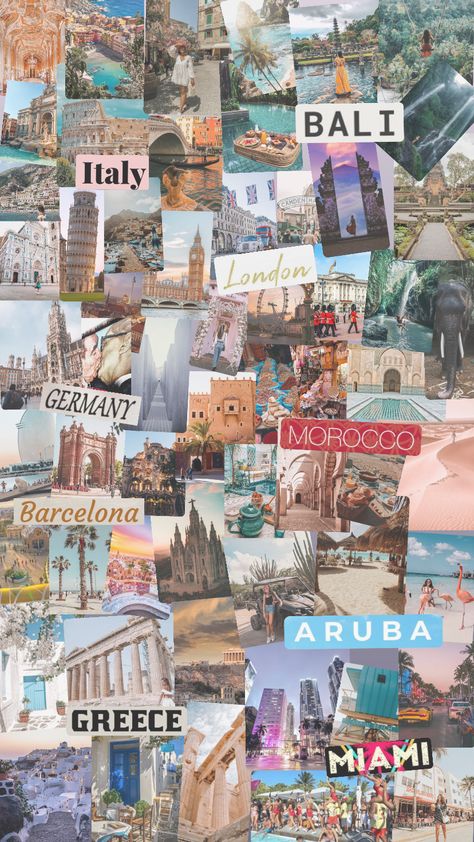 Travelling World, Vision Board Collage, Vision Board Examples, Vision Board Images, Travel Collage, Vision Board Wallpaper, Holiday Travel Destinations, Vision Board Photos, Office Life