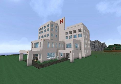 Minecraft Clinic, Minecraft Medieval Hospital, Minecraft Doctor Office, Minecraft Hospital Ideas, Minecraft Metro Station, Minecraft Hospital, Minecraft City Ideas, Minecraft Modern City, Minecraft Shops