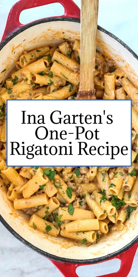 The seasonal fennel is sweet and mild, the crumbled sausage is rich and savory, and because there’s wine involved, it somehow makes me feel like I tried a little more than I actually did. It’s hearty and comforting, warms me up on chilly winter nights, and is an absolute gift for nights I don’t feel like cooking. #inagarten #rigatoni #rigatonirecipes #easyrecipes #pastarecipes #dinnerrecipes Ina Garden Rigatoni With Sausage And Fennel, Ina Garten Fennel Rigatoni, Steak Rigatoni Recipes, Ina Garten Rigatoni Sausage Fennel, Sausage And Rigatoni Dump Dinner, Sausage And Rigatoni Recipes, Crumbled Sausage Pasta, Sweet Italian Sausage Recipes Easy, Crumbled Sausage Recipes