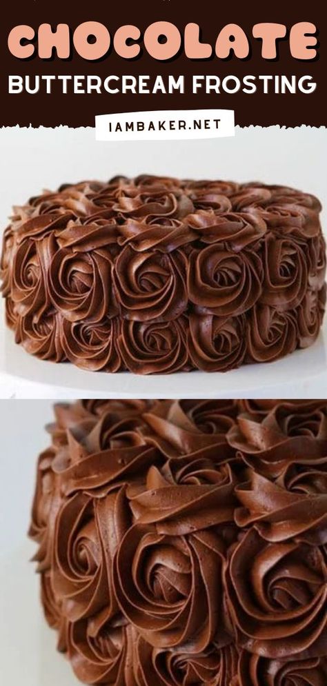 Whipped Chocolate Buttercream, I Am A Baker, Surprise Inside Cake, Chocolate Buttercream Frosting, Sweet Recipes Desserts, Chocolate Dessert, Chocolate Buttercream, Chocolate Frosting, Easy Cake Recipes