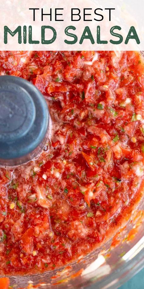 This is the BEST mild salsa recipe for a quick, fresh appetizer or condiment! Just 7 simple ingredients are needed for this easy dip that’s perfect for tacos, eggs, and more! Salsa Recipe Easy, Mild Salsa Recipe, Easy Fresh Salsa, Best Salsa Recipe, Rotel Recipes, Quick Salsa, Fresh Appetizers, Easy Homemade Salsa, Fresh Salsa Recipe