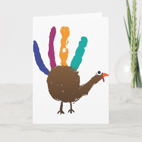 Hand Print Turkey Holiday Card #affiliate , #Aff, #Turkey#Holiday#Card#Shop Hand Print Turkey, Handprint Turkey, Turkey Handprint, Thanksgiving Crafts Preschool, Turkey Holiday, November Crafts, Baby Art Projects, K Crafts, Halloween Preschool