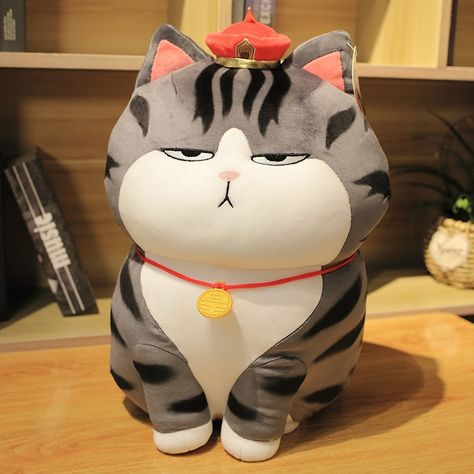 Cute Kawaii Things, Cat Plushies, Giant Cat, Chat Kawaii, Stuffed Animal Collection, Comfy Pillows, Cat Plush Toy, Doll Home, Cute Plushies