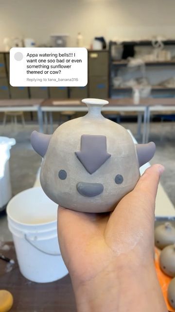 Appa Pottery, Clay Watering Bell, Avatar Ceramics, Avatar The Last Airbender Clay Art, Water Bell, Watering Bell, Ceramic Watering Bell, Anime Ceramics, Appa Avatar