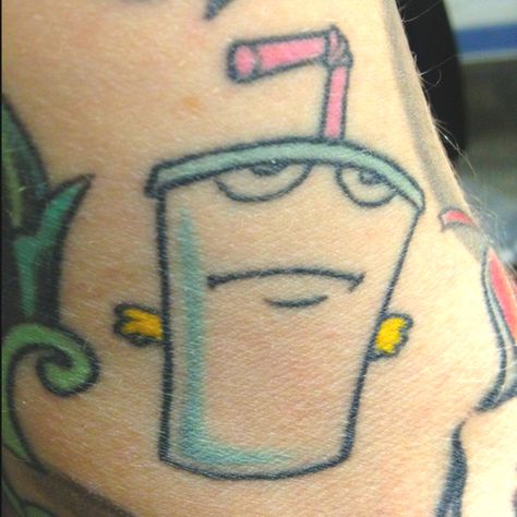 Cool Master Shake Tattoo, Stupidly Cute Tattoos, Alien Patchwork Tattoo, Small Cute Alien Tattoos, Aqua Teen Hunger Force Tattoo, Alien Tattoo Trippy, Master Shake, Aqua Teen Hunger Force, Aqua Teen