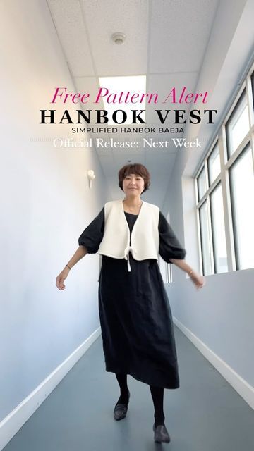 44K views · 4.5K likes | Sara SJ Kim | 📽 Sewing Therapy on Instagram: "✨Free Pattern Alert: Hanbok Vest BAEJA✨ I’m thrilled to share a sneak peek of my upcoming Hanbok Vest BAEJA pattern. Check out my stories for a glimpse of the incredible creativity showcased by my amazing testers! This versatile pattern, available in sizes 0 to 24, is a one-length design and even reversible (though not shown in this reel – more fun reels are in the works!).☺️ Choose your style from a bolero to an oversized long vest, and get creative with front ties for an added touch of cuteness. While it’s meant to be worn as a wrap vest, there’s room for personal flair.✨ The pattern is nearing completion, and I’m currently working on a step-by-step sewalong video to guide you through the process. Stay tuned for u Long Vest Patterns For Women Sewing Free, Crochet Tie Vest Pattern Free, Free Vest Pattern, Vest Seeing Pattern Free, Crochet Tie Front Vest Pattern Free, Vest Sewing Pattern Free, Women’s Vest Pattern, Japanese Vest Sewing Pattern, Long Sleeveless Vest Sewing Pattern