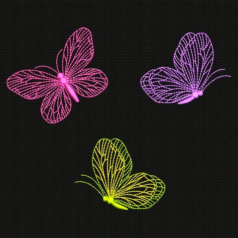 Embroidery Design Butterfly Embroidery Designs Rainbow | Etsy Butterfly Embroidery Designs, Spring Patterns Design, Embroidery Pillows, Neon Butterfly, Design Butterfly, Embroidery Download, Embroidery Design Sets, Embroidery Design Download, Machine Pattern