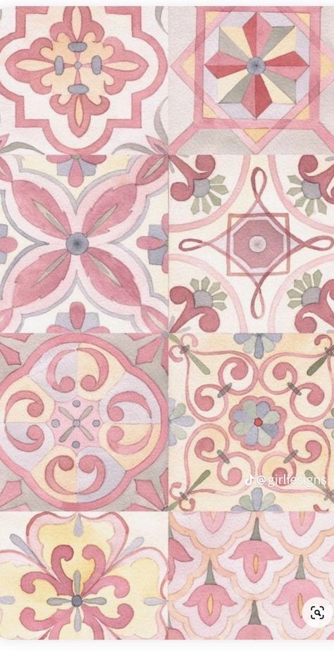 Gameboy Wallpaper, Mediterranean Tiles, Spanish Tiles, Pink Tiles, Art Apps, Tile Wallpaper, Pastel Pink Aesthetic, Phone Wallpaper Patterns, Motivational Art