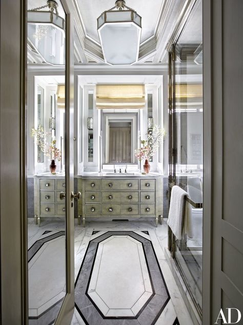 Glamorous Vanity, Flooring Renovation, Marble Floors, Manhattan Apartment, Mosaic Floor, Marble Flooring, Foyer Decorating, Design Statement, Marble Floor