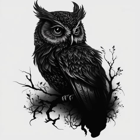 Owl for tattoo | Premium Photo #Freepik #photo #emblem #tattoo #tatto #tatoo The Owl Tattoo, Black And White Owl Tattoo, Emblem Tattoo, White Owl Tattoo, Black Owl Tattoo, Word Tattoo Ideas, Neotraditional Tattoo, Owl Head, Word Tattoo