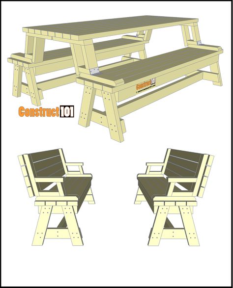 Fold this picnic table to turn it into a set of benches. Includes a free PDF download, instructions, drawings, and measurements. Diy Folding Picnic Table, Picnic Bench Ideas, Picnic Table Plans Free, Picnic Table Bench Plans, Table Plans Diy, Folding Picnic Table Plans, Folding Picnic Table Bench, Traditional Picnic, Table Circle